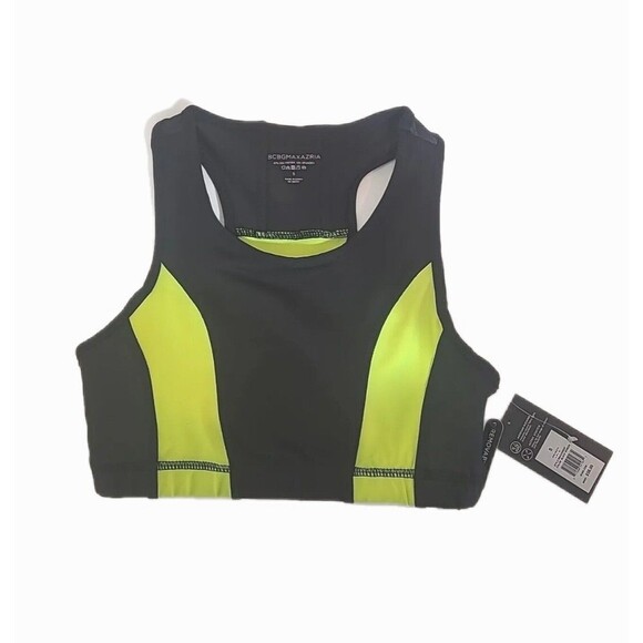 BCBGMaxAzria Other - BCBG MAXAZRIA Women Black Neon Yellow Sports Bra Activewear Size Small Tags